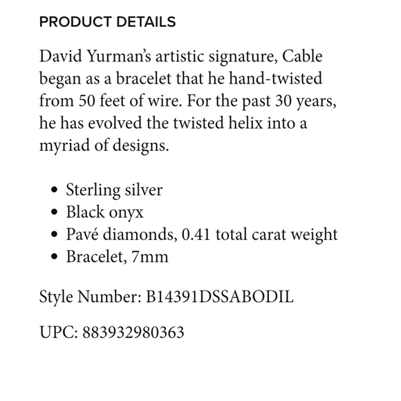 David Yurman black Onyx and dimond bangle cuff bracelet (large) - Picture 9 of 9